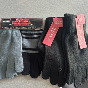 Men's Stretch Gloves Set - Black and Gray total of 4 pairs  perfect for boys